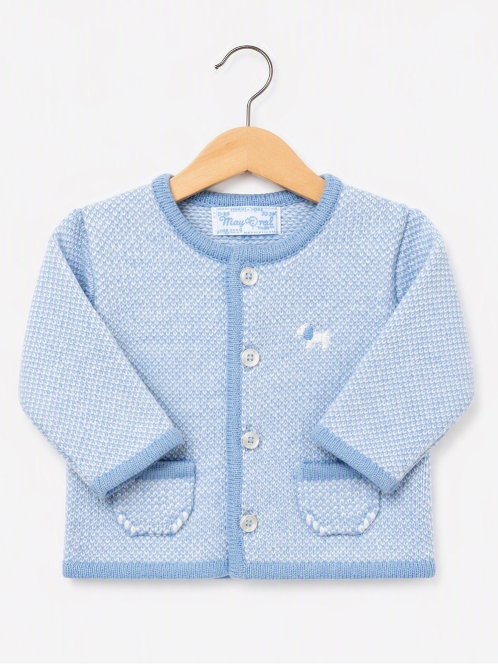 Mayoral Baby Blue Textured Knit Cardigan Sweater NB Shower Gift Gender Reveal